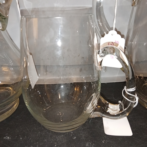 3pc lot vintage crystal tea or juice pitchers & beer mug - Picture 9 of 10